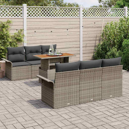 Garten-Sofa-Set mit Kissen 7 pcs Grau