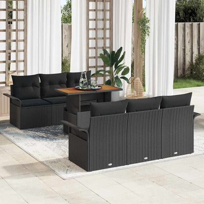 vidaXL Ensemble de canapés de jardin avec coussins 7 pcs Noir