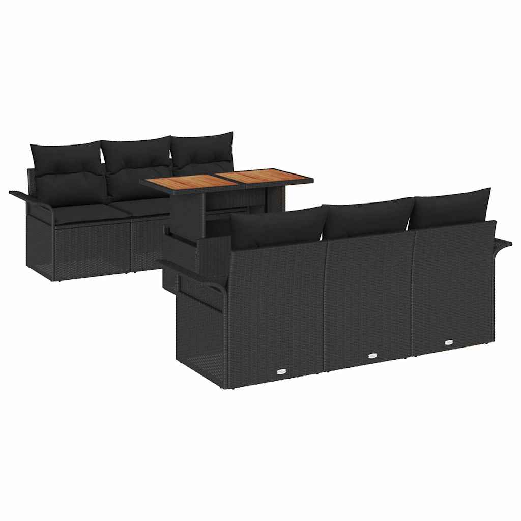 vidaXL Ensemble de canapés de jardin avec coussins 7 pcs Noir