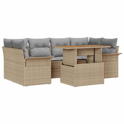 Garten-Sofa-Set mit Kissen 7 pcs Beige und Hellgrau