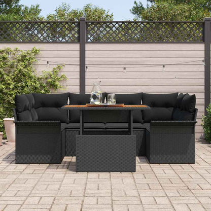 vidaXL Ensemble de canapés de jardin avec coussins 7 pcs Noir