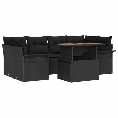 vidaXL Ensemble de canapés de jardin avec coussins 7 pcs Noir