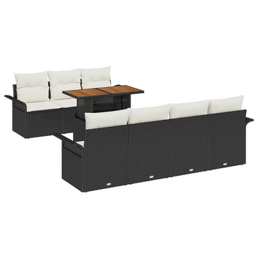 vidaXL Salon de jardin avec coussins 8 pcs Noir et crème