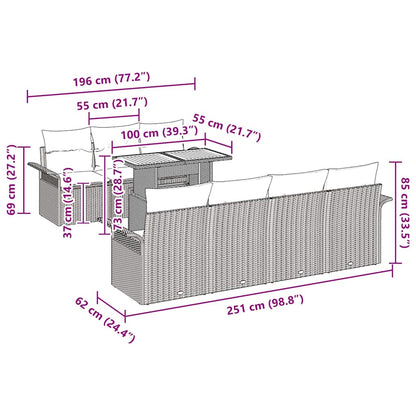 Garten-Sofa-Set mit Kissen 8 pcs Schwarz und Creme