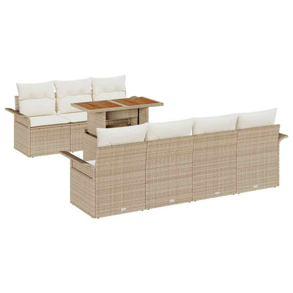 Garten-Sofa-Set mit Kissen 8 pcs Beige und Creme