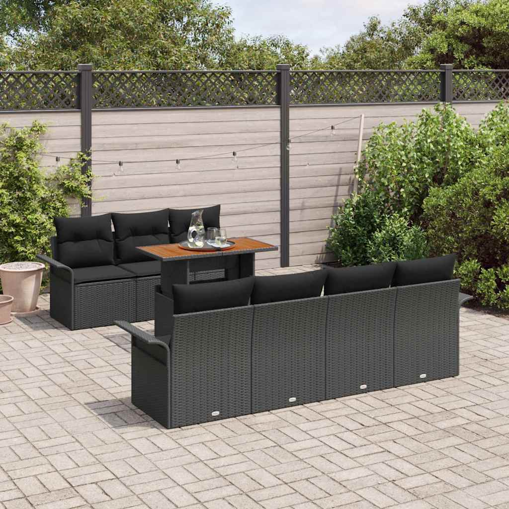 vidaXL Ensemble de canapés de jardin avec coussins 8 pcs Noir