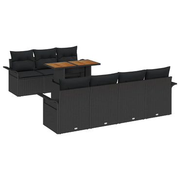 vidaXL Ensemble de canapés de jardin avec coussins 8 pcs Noir