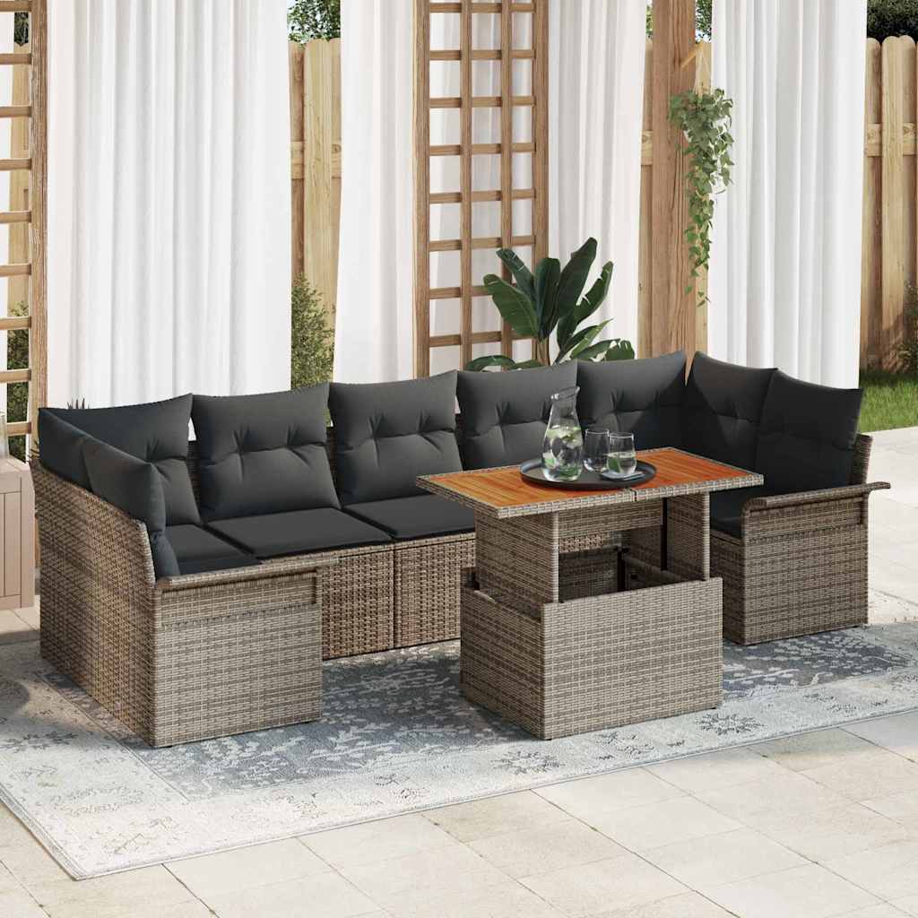 vidaXL Salon de jardin avec coussins 8 pcs Gris