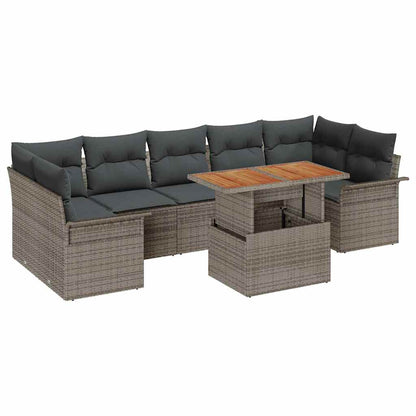 vidaXL Salon de jardin avec coussins 8 pcs Gris
