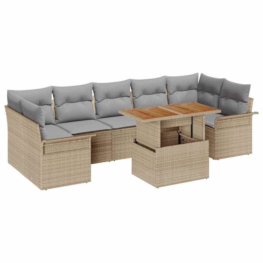 Garten-Sofa-Set mit Kissen 8 pcs Beige und Hellgrau