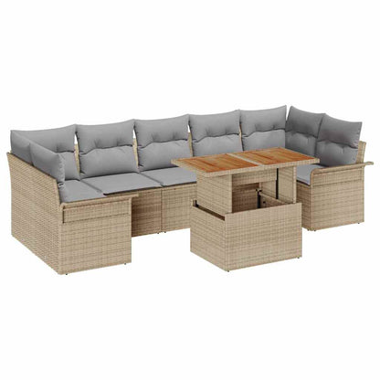 Garten-Sofa-Set mit Kissen 8 pcs Beige und Hellgrau