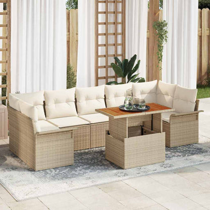 Garten-Sofa-Set mit Kissen 8 pcs Beige und Creme
