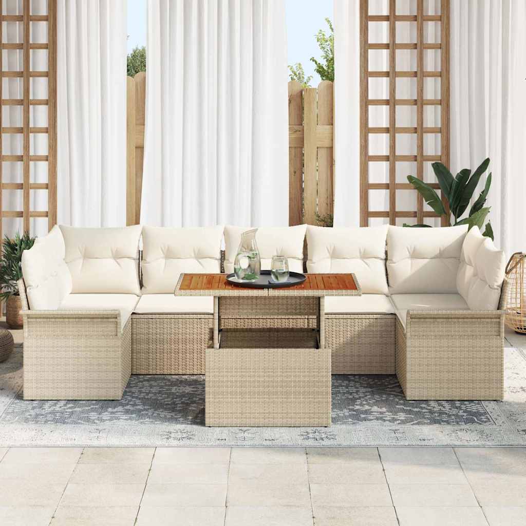 Garten-Sofa-Set mit Kissen 8 pcs Beige und Creme