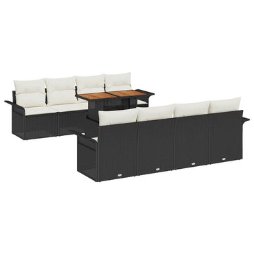 vidaXL Ensemble de canapés de jardin avec coussins 7 pcs Noir et crème Résine tressée