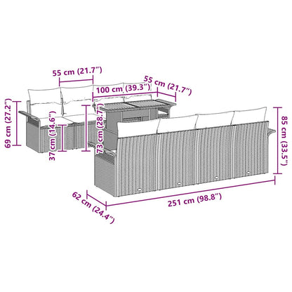 vidaXL Ensemble de canapés de jardin avec coussins 7 pcs Noir et crème Résine tressée