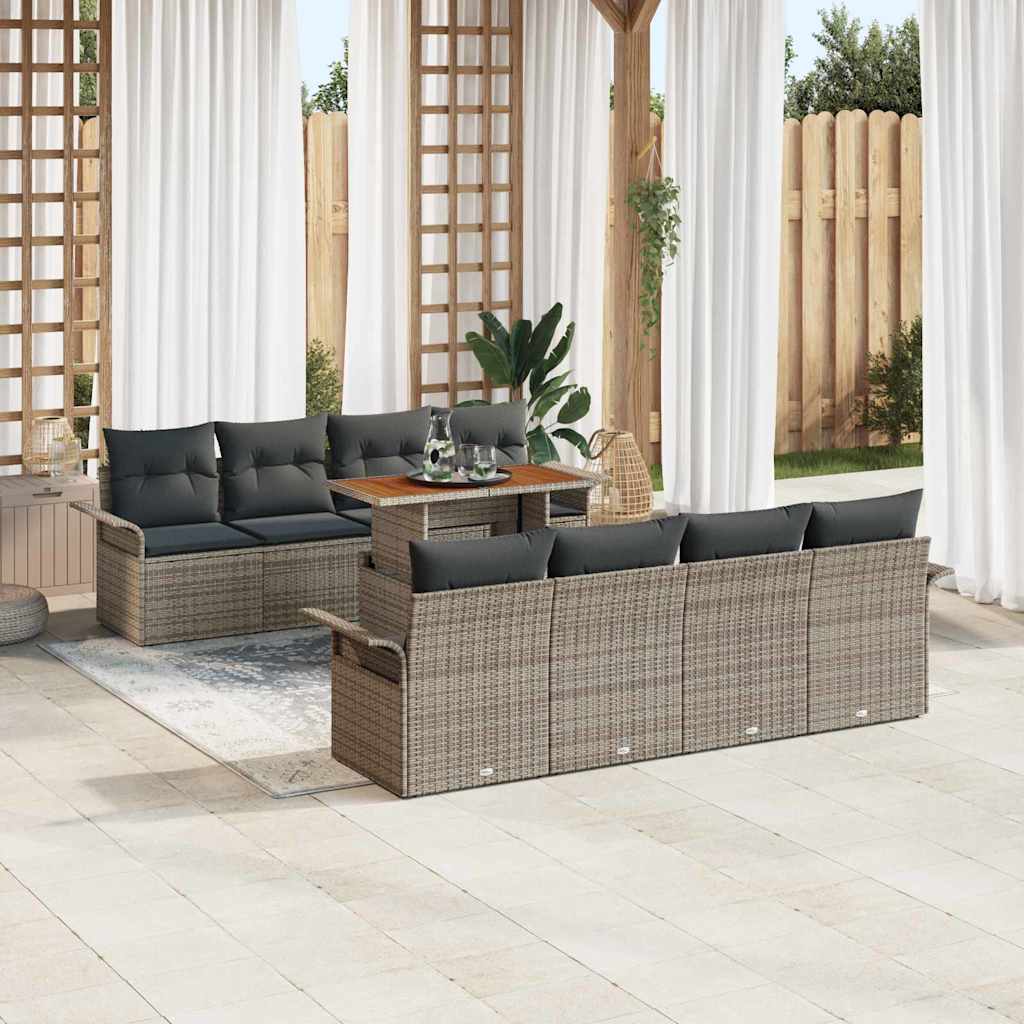 Gartensofa-set mit Kissen 7 pcs Grau Poly-Rattan