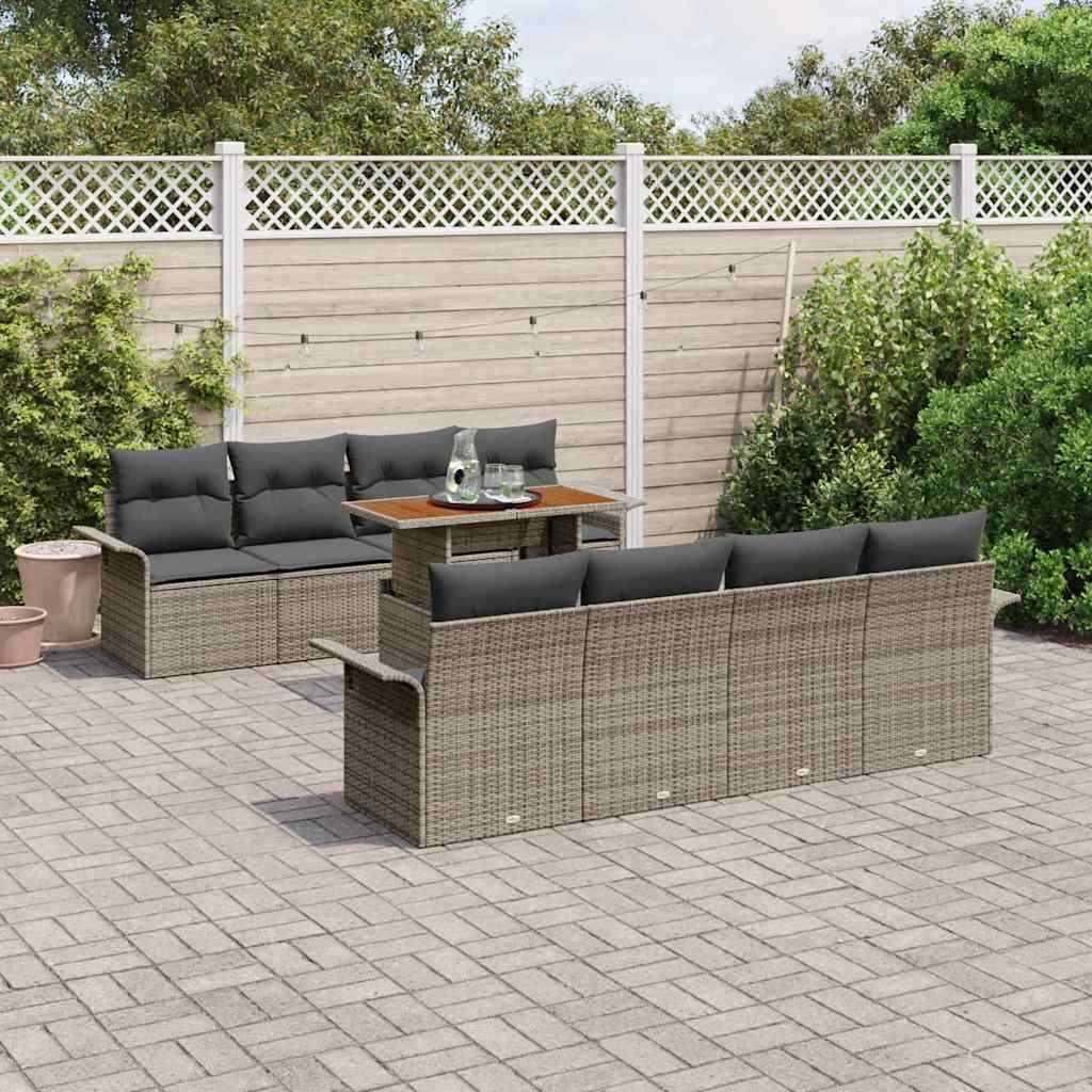 Gartensofa-set mit Kissen 7 pcs Grau Poly-Rattan
