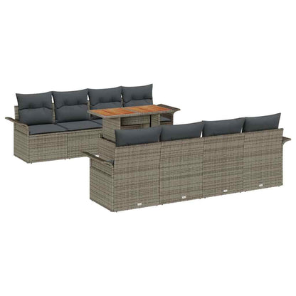 Gartensofa-set mit Kissen 7 pcs Grau Poly-Rattan