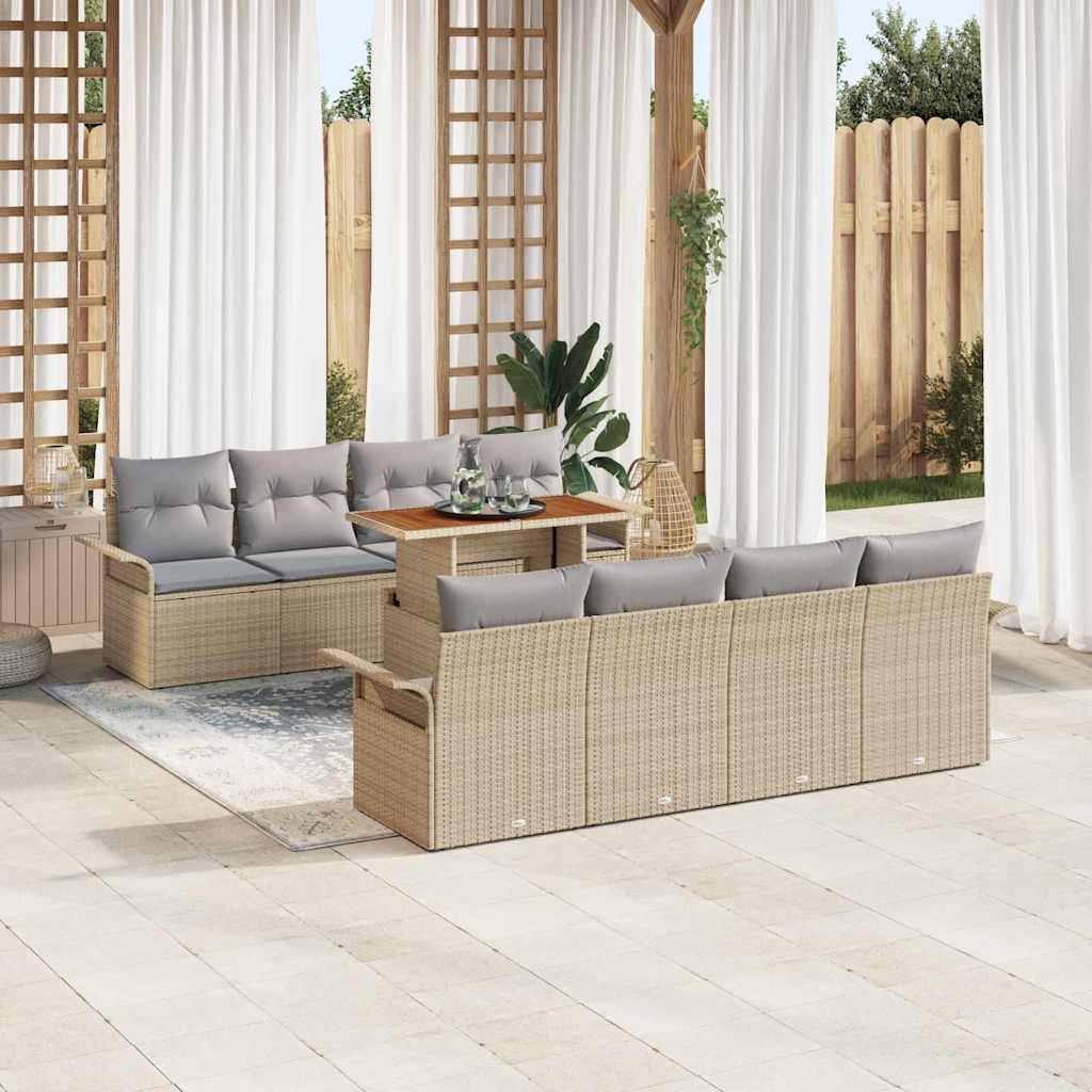 vidaXL Salon de jardin avec coussins 7 pcs Beige et Gris clair Résine tressée