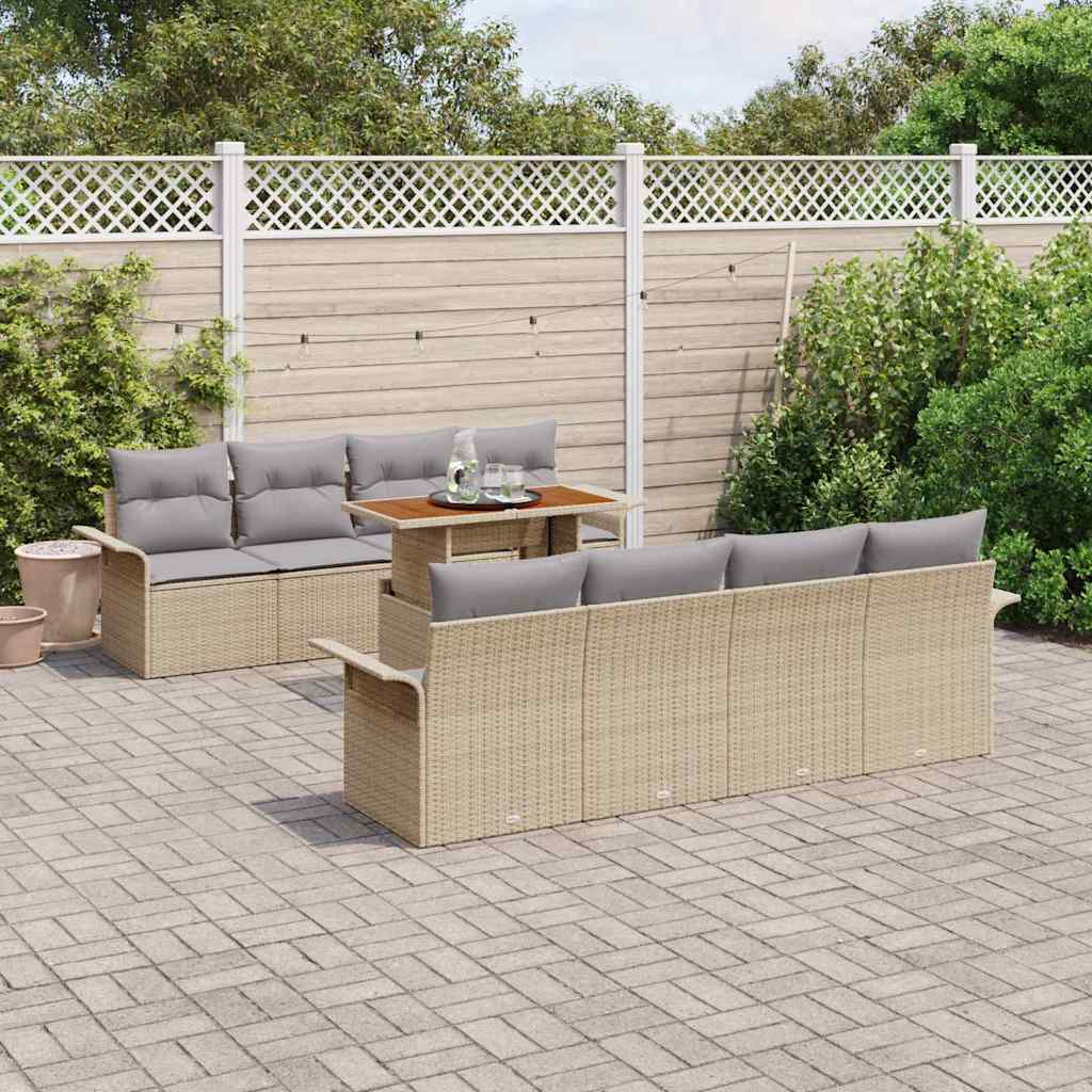 vidaXL Salon de jardin avec coussins 7 pcs Beige et Gris clair Résine tressée