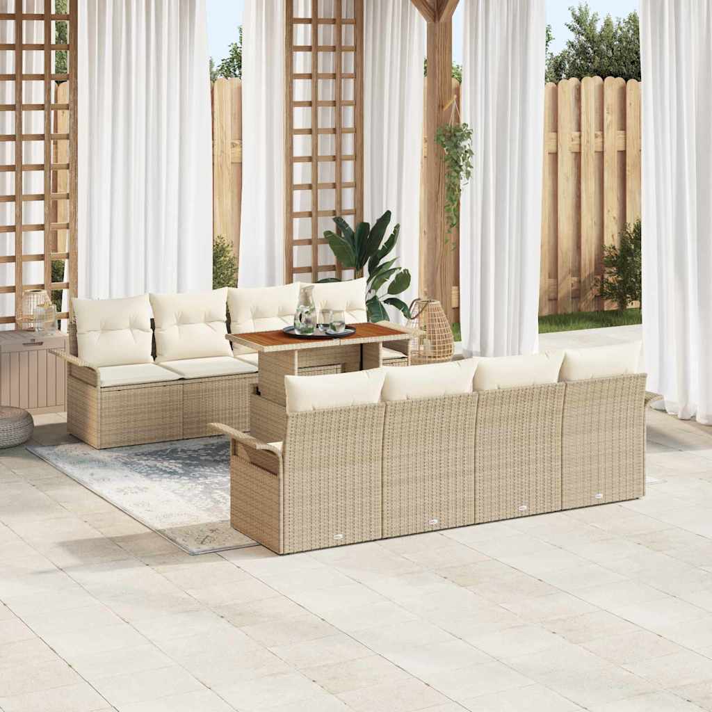 vidaXL Salon de jardin avec coussins 7 pcs Beige et Crème Résine tressée
