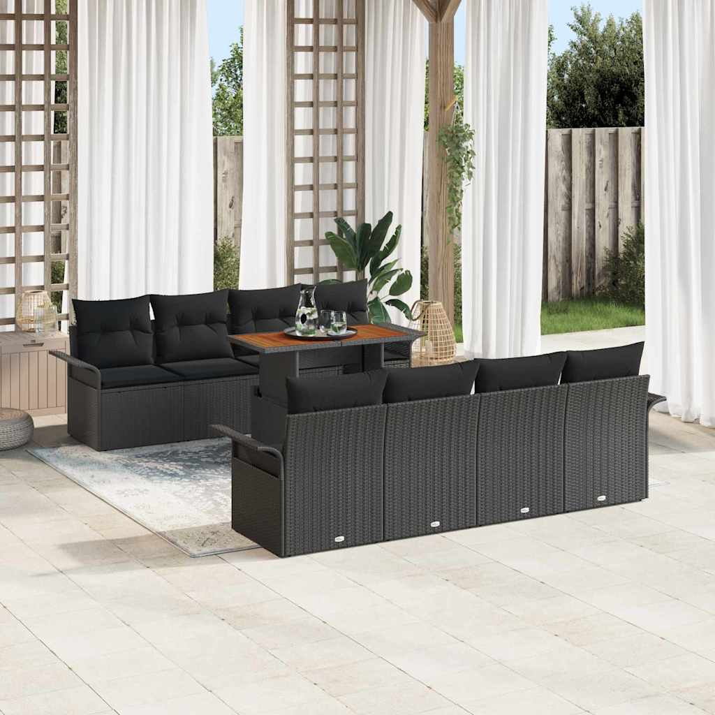 vidaXL Ensemble de canapés de jardin avec coussins 7 pcs Noir Résine tressée