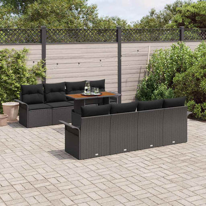 vidaXL Ensemble de canapés de jardin avec coussins 7 pcs Noir Résine tressée