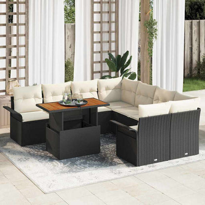 vidaXL Salon de jardin avec coussins Noir et Crème