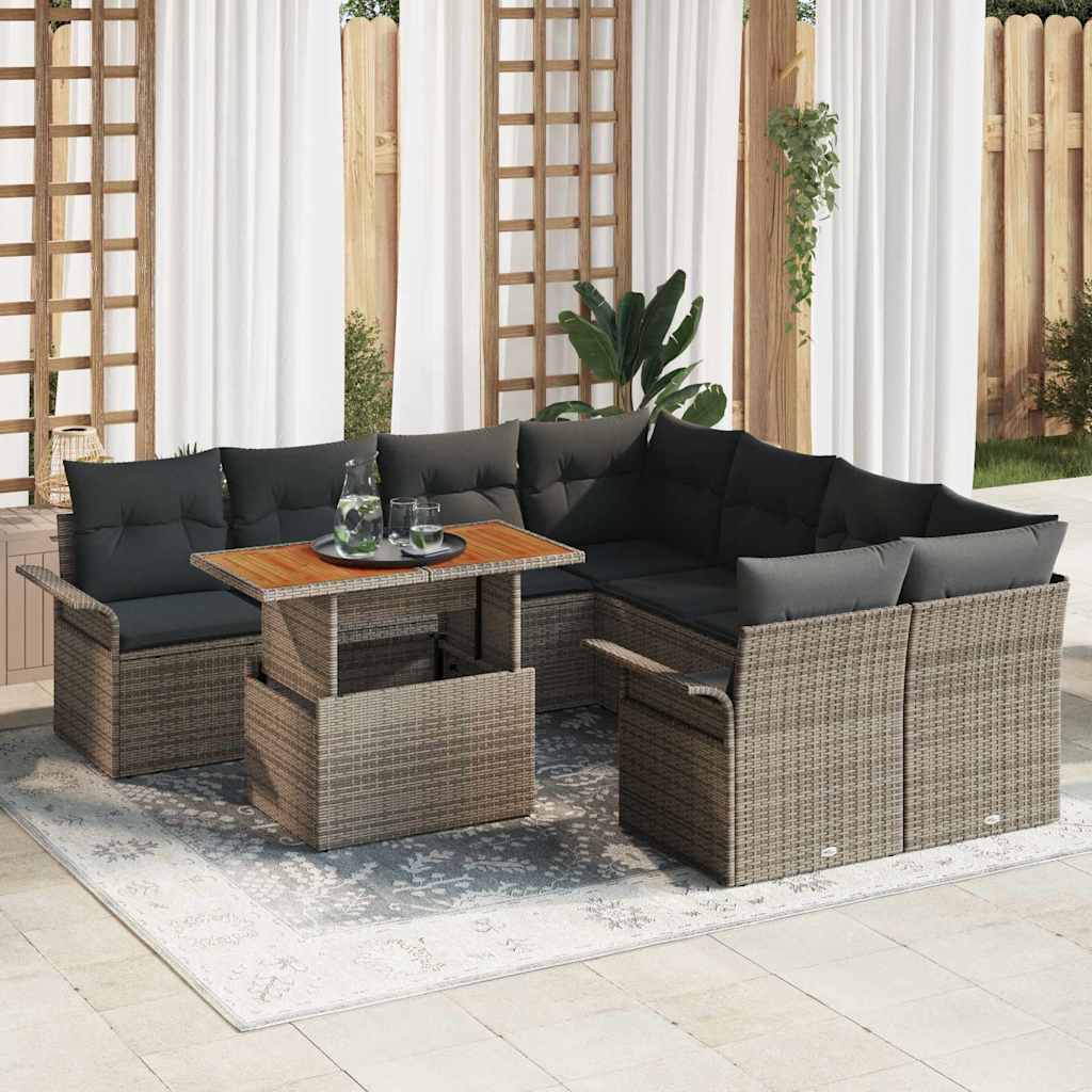 Garten-Sofa-Set mit Kissen Grau