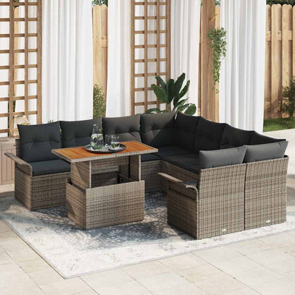 Garten-Sofa-Set mit Kissen Grau
