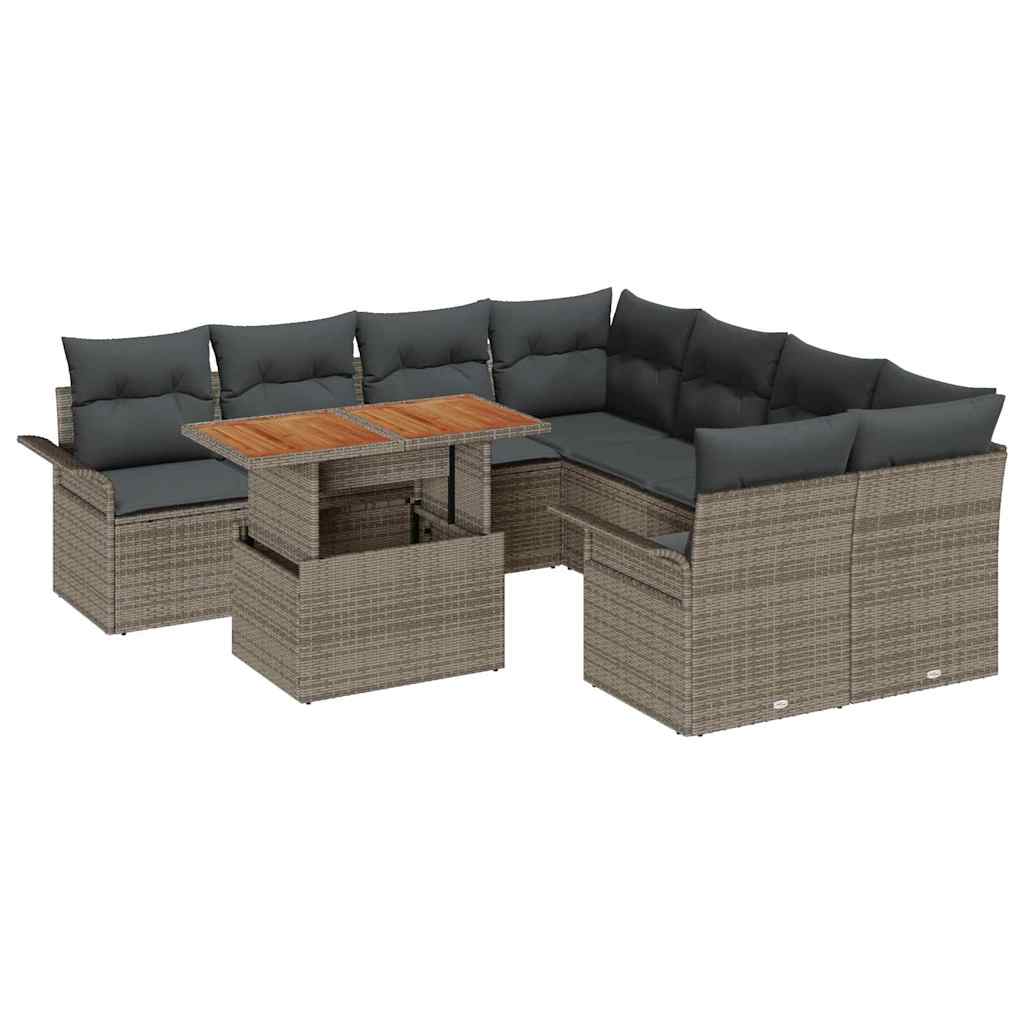 Garten-Sofa-Set mit Kissen Grau