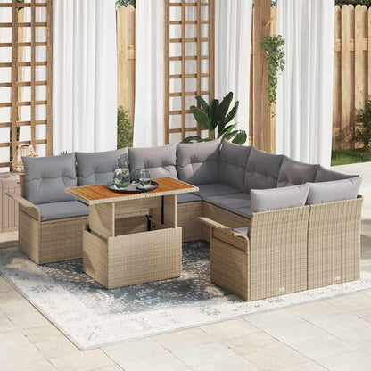 vidaXL Salon de jardin avec coussins beige et gris clair