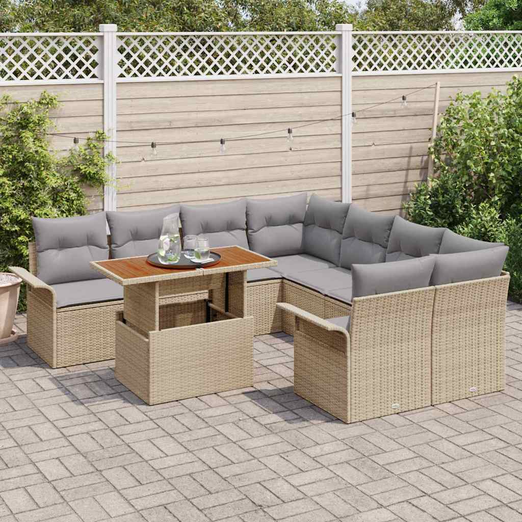 vidaXL Salon de jardin avec coussins beige et gris clair