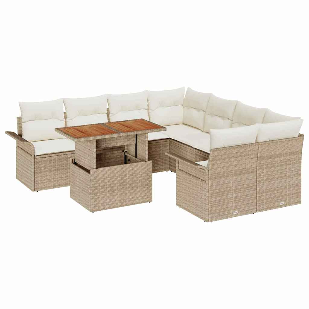 Garten-Sofa-Set mit Kissen Beige und Creme