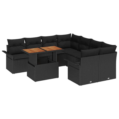 vidaXL Salon de jardin avec coussins Noir