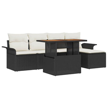 vidaXL Ensemble de canapés de jardin avec coussins 6 pcs Noir et crème