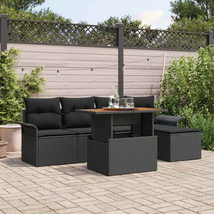 vidaXL Salon de jardin 6 pcs avec coussins Noir