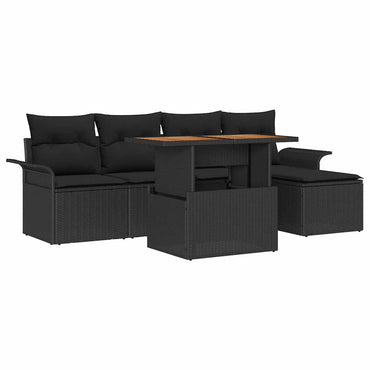 vidaXL Salon de jardin 6 pcs avec coussins Noir