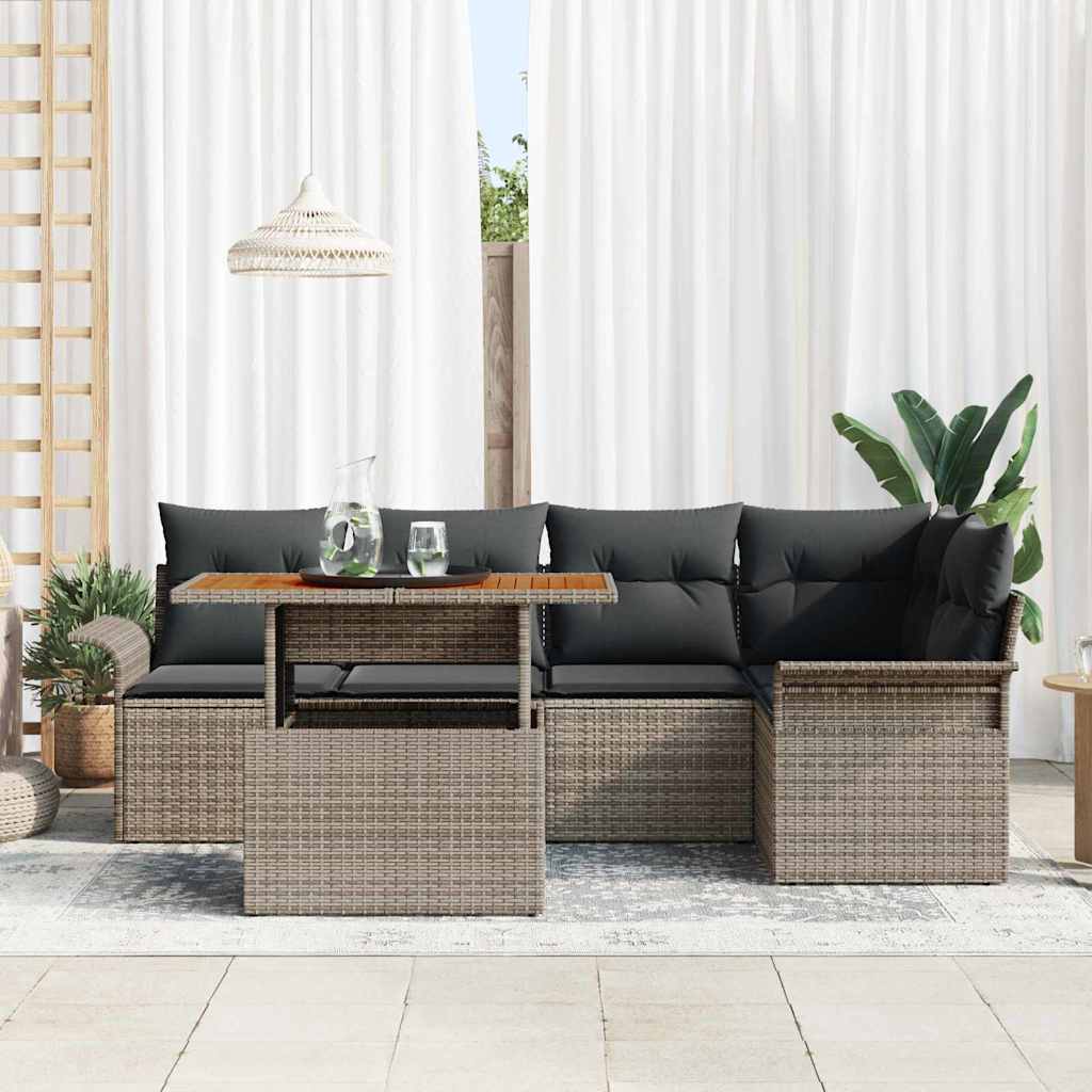vidaXL Salon de jardin 6 pcs avec coussins Gris