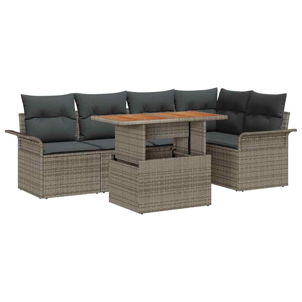 vidaXL Salon de jardin 6 pcs avec coussins Gris