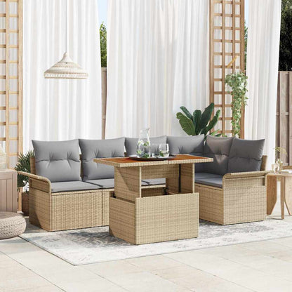 Garten-Sofa-Set mit Kissen 6 pcs Beige und Hellgrau