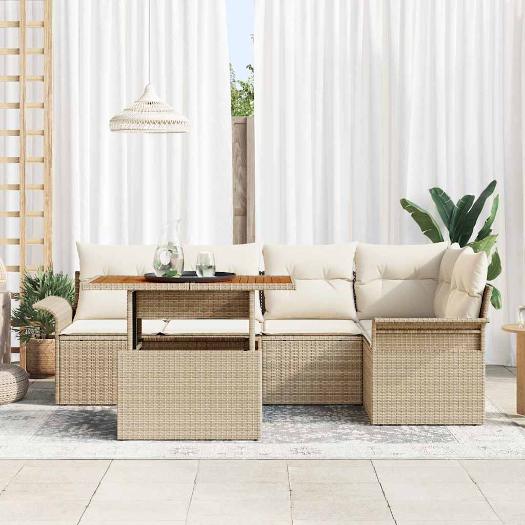vidaXL Garten-Sofa-Set mit Kissen 6 pcs Beige und Creme