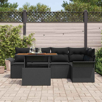 vidaXL Ensemble de canapés de jardin avec coussins 6 pcs Noir