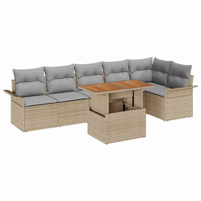 vidaXL Salon de jardin avec coussins 7 pcs Beige et gris clair Résine tressée