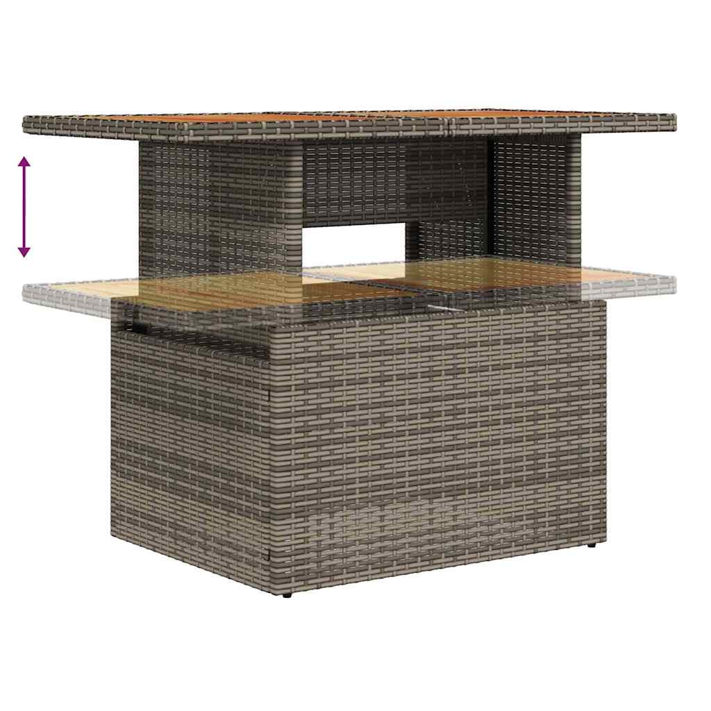 vidaXL Salon de jardin avec coussins 9 pcs Gris Résine tressée