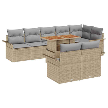 vidaXL Salon de jardin avec coussins 9 pcs Beige et Gris clair Résine tressée