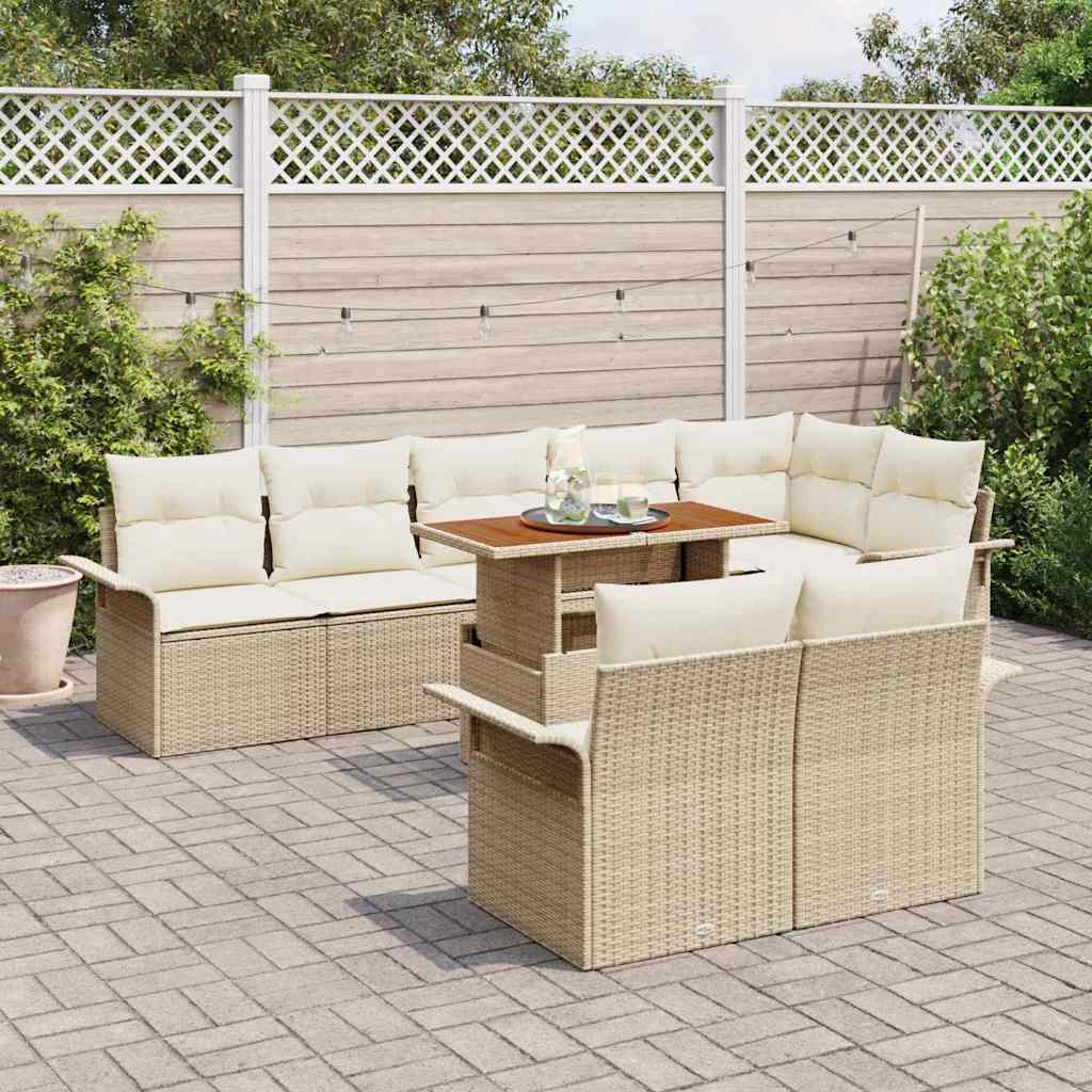 vidaXL Ensemble de canapés de jardin avec coussins 9 pcs Beige et Crème Polyrattan