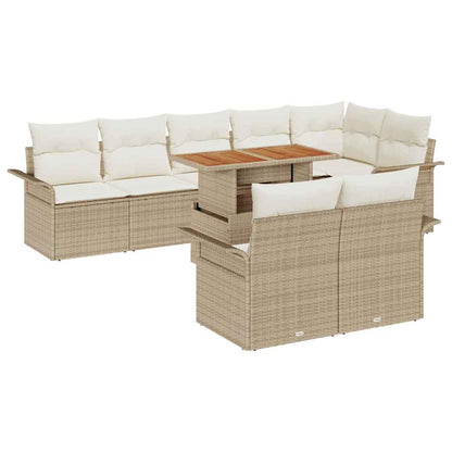 vidaXL Ensemble de canapés de jardin avec coussins 9 pcs Beige et Crème Polyrattan