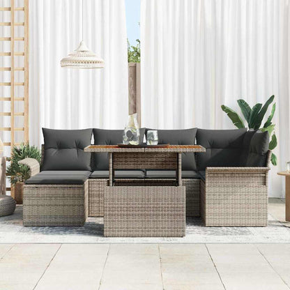 vidaXL Ensemble de canapés de jardin avec coussins 7 pcs Gris résine tressée