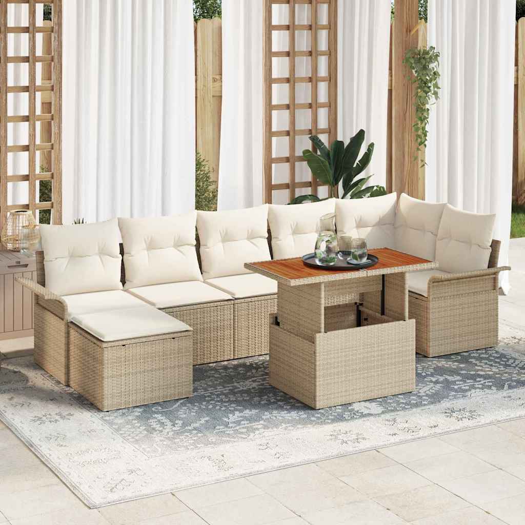 vidaXL Ensemble de canapés de jardin avec coussins 8 pcs Beige et crème Résine tressée